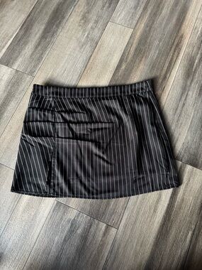 SHEIN Black Pinstripe Mini Skirt Pocket Woven Women’s M